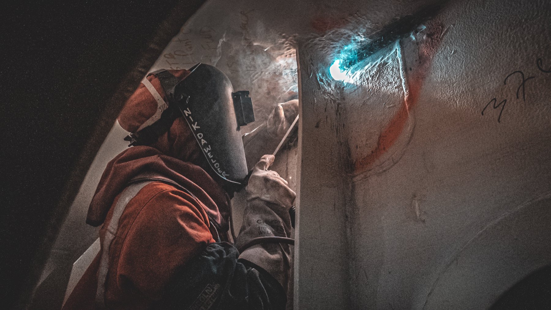 Welding inside confined plant